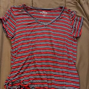 Red, Blue, And White Striped Shirt